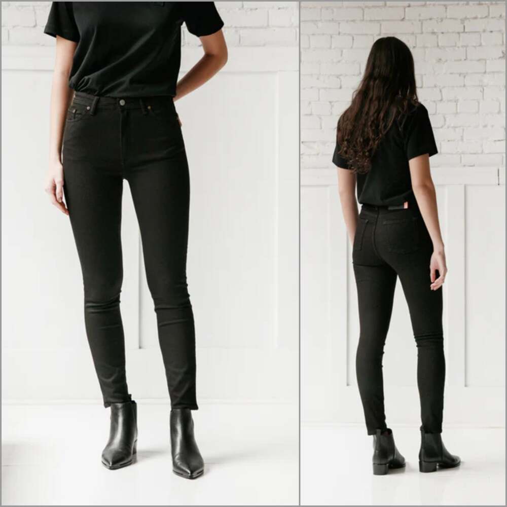 ACNE STUDIOS Bla Konst Peg Black Skinny Jeans High-waist 5-Pocket sz 27